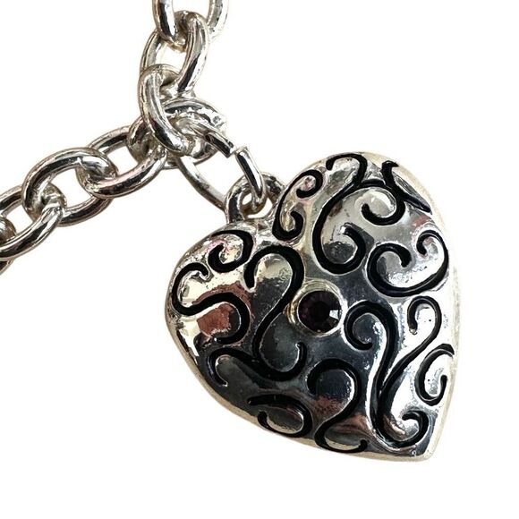 Silver-Tone Swirl Heart Locket Charm Bracelet - Picture 2 of 11